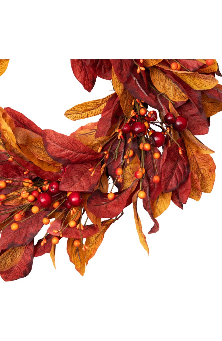 Northlight Berries with Leaves Artificial Fall Harvest Twig Wreath - 24", Alternate, color, 
