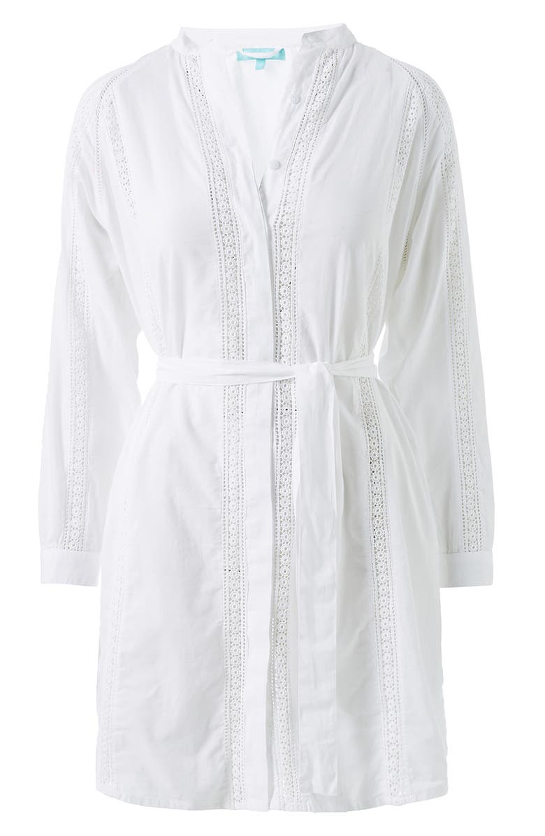 Melissa Odabash Emily Lace Inset Long Sleeve Cotton Shirtdress, Alternate, color,