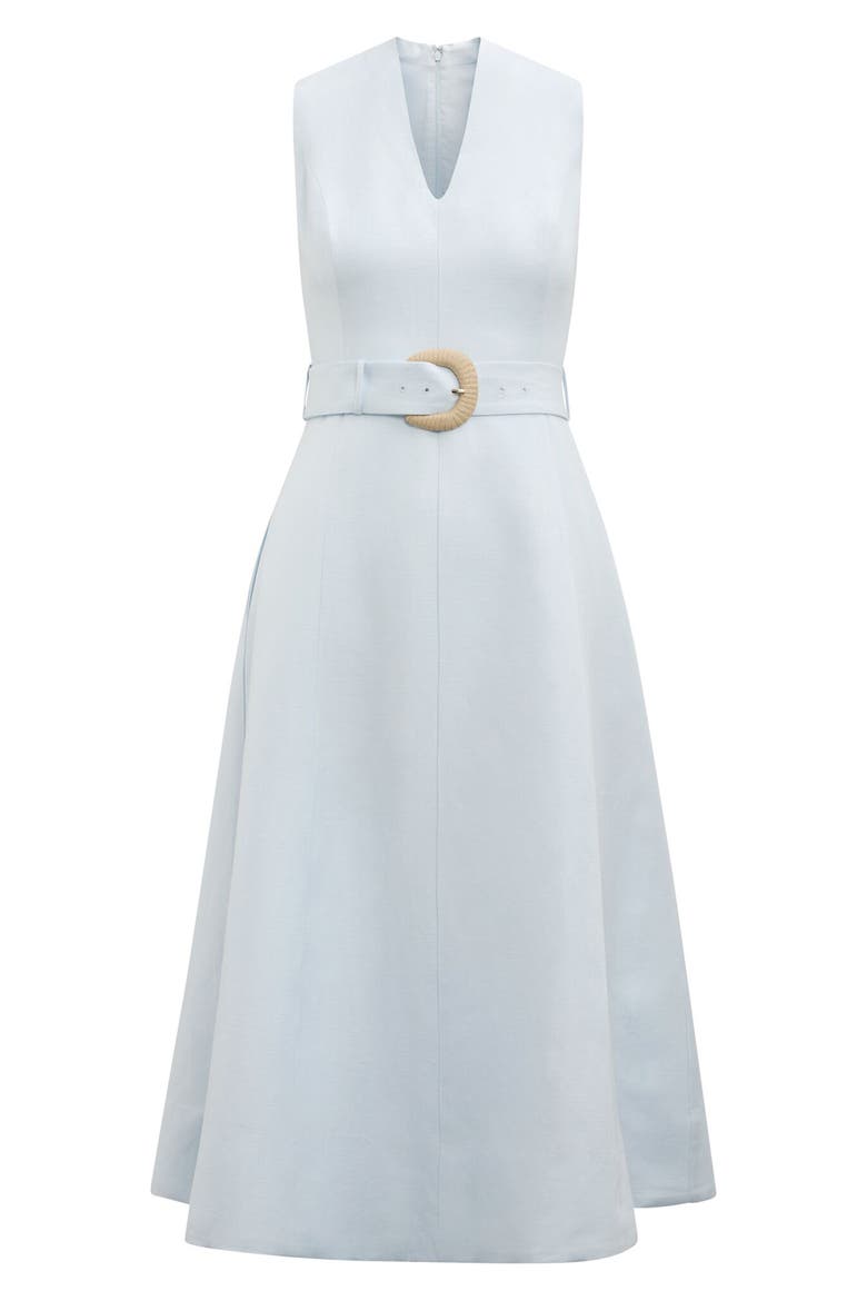 linen blend belted dress Brooks Brothers Women's Linen Blend Belted Floral Print Dress | Khaki