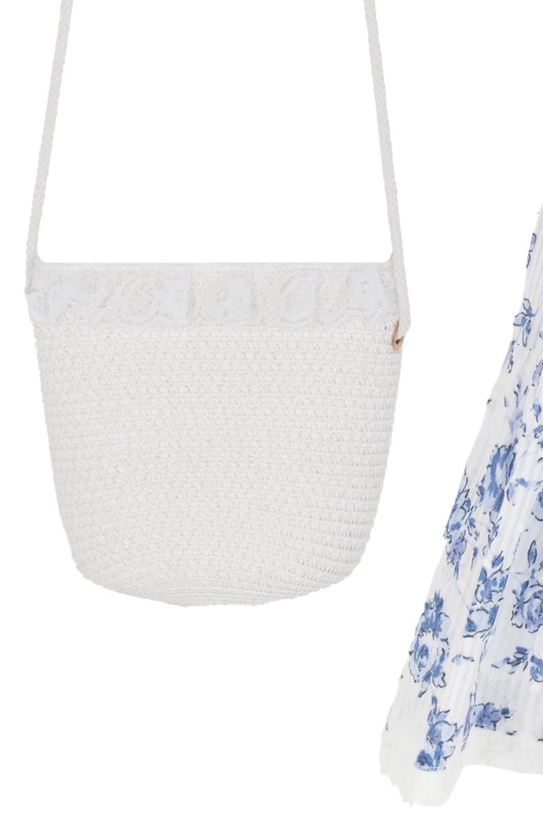 Rare Editions Kids' Floral Ruffle Sleeve Dress & Crossbody Bag, Alternate, color, Blue