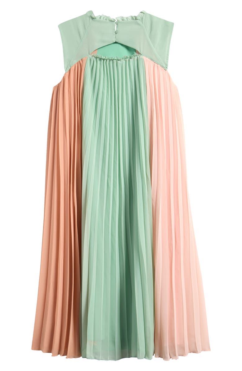 Reiss Kids' Pixie Pleated Shift Dress, Alternate, color, Pink/ Green Multi