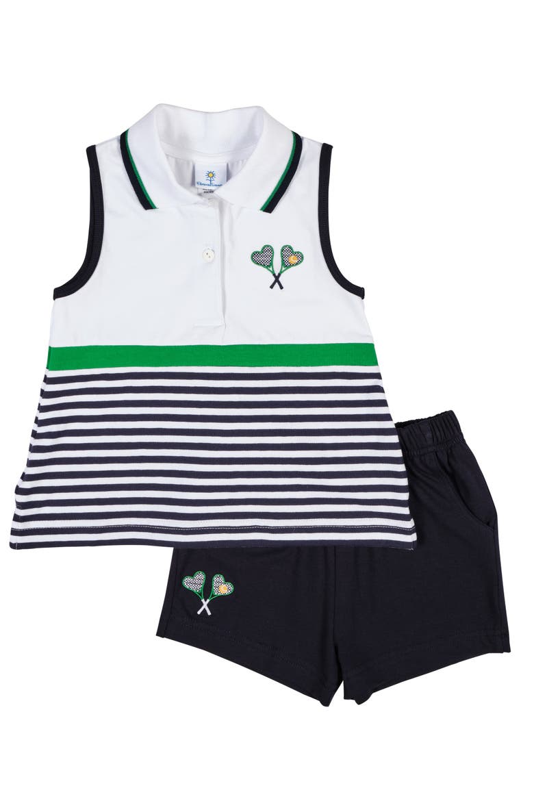Stripe Knit Dress with Tennis Rackets, Main, color, Navy/White