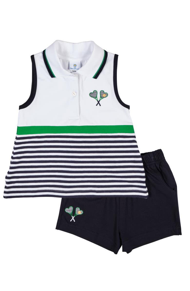 Florence Eiseman Stripe Knit Dress with Tennis Rackets, Main, color, Navy/White