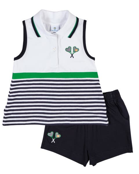 Stripe Knit Dress with Tennis Rackets (Toddler, Little Kid, Big Kid)