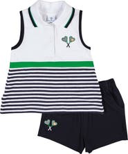 Florence Eiseman Stripe Knit Dress with Tennis Rackets