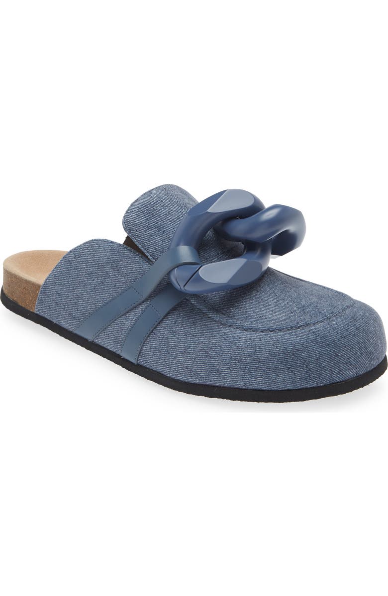 JW Anderson Chain Link Denim Loafer Mule, Main, color, Denim Chain Dark Blue