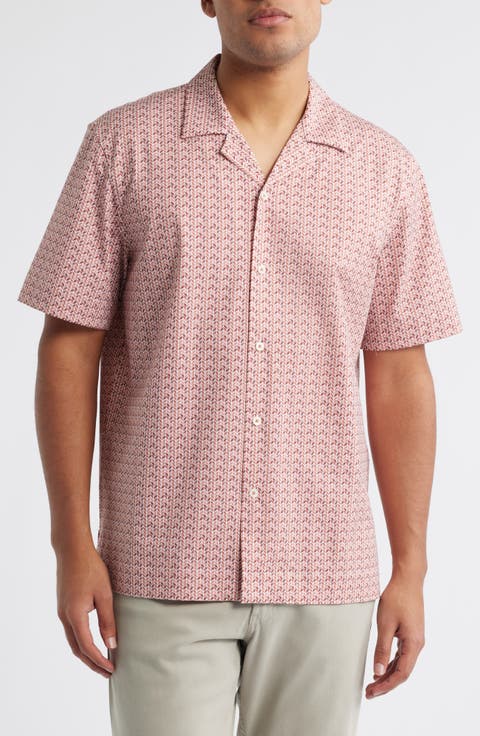 Cole OoohCotton® Geo Print Camp Shirt