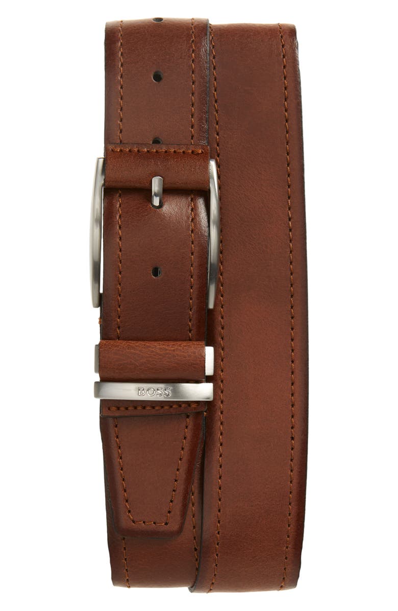 BOSS Leather Belt, Main, color,