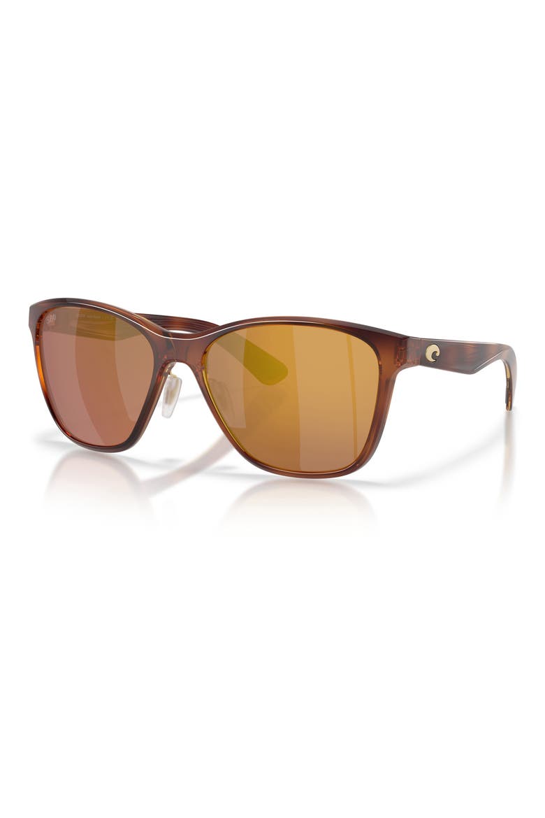 Luna Nueva 57mm Polarized Butterfly Sunglasses, Alternate, color, TORTOISE / GOLD MIRROR 580P