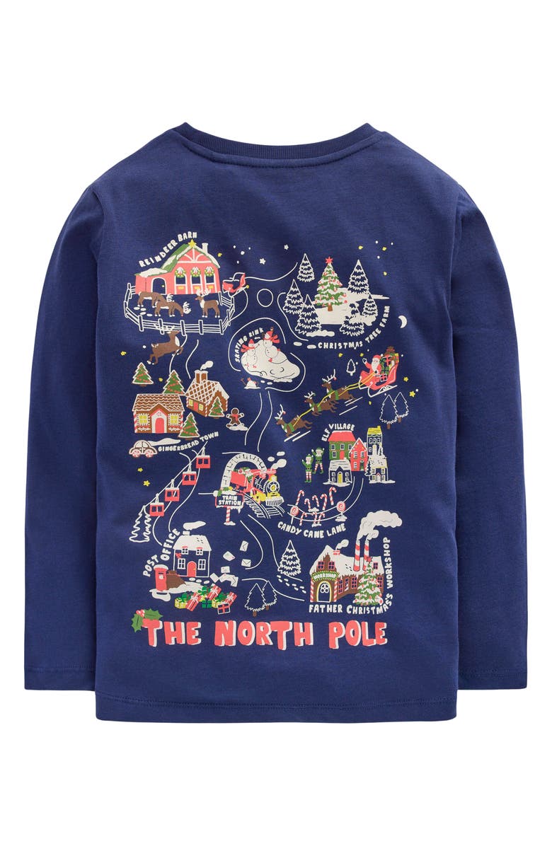 Mini Boden Kids' North Pole Long Sleeve Graphic T-Shirt, Alternate, color, Twilight Blue North Pole