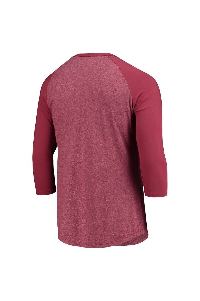 Men's Washington Commanders Majestic Threads Burgundy Wordmark 3/4-Sleeve Raglan Tri-Blend T-Shirt, Alternate, color, Burgundy