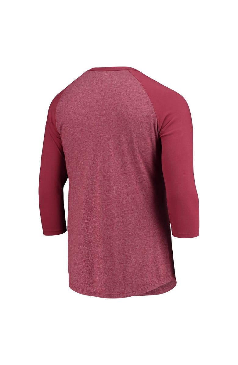 Majestic Threads Men's Washington Commanders Majestic Threads Burgundy Wordmark 3/4-Sleeve Raglan Tri-Blend T-Shirt, Alternate, color, Burgundy