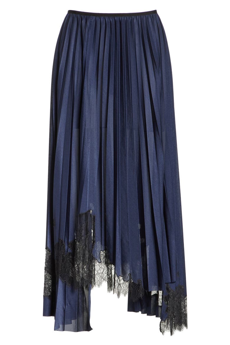 Pleated Lace Inset Skirt, Alternate, color, BLUE