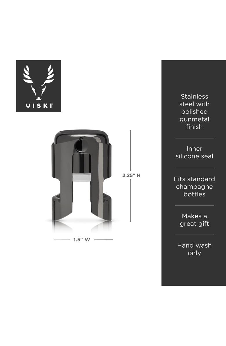 Viski Warren Champagne Stopper, Alternate, color, Black