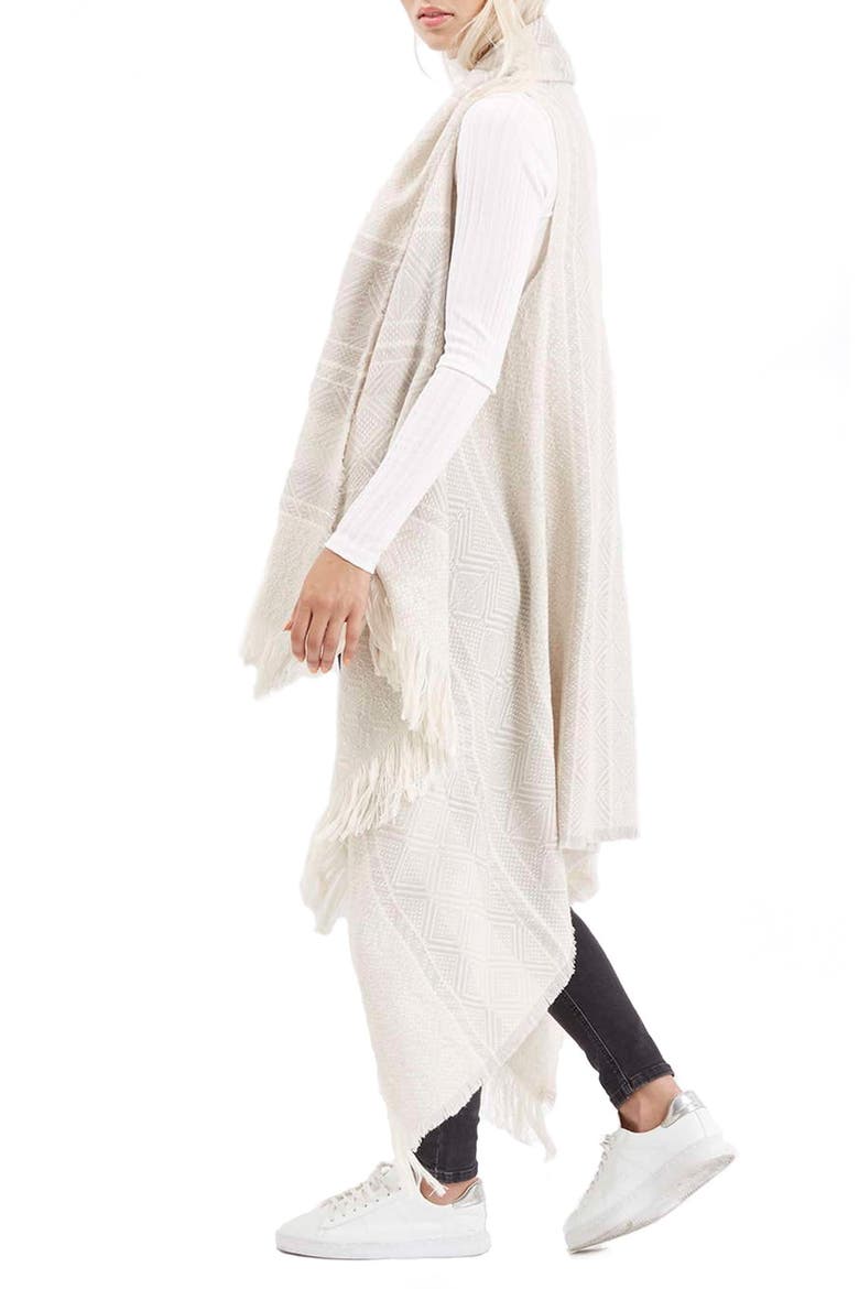 Fringe Maxi Vest, Alternate, color, LIGHT GREY MULTI