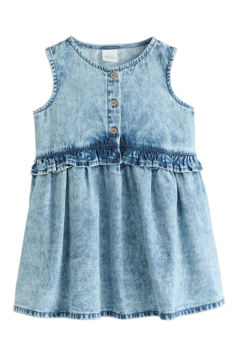 Kids' Ruffle Cotton Denim Dress, Main, color, BLUE