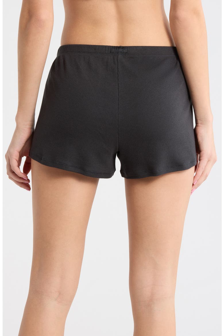 Stretch Cotton Rib Loose Shorts, Alternate, color, SOOT
