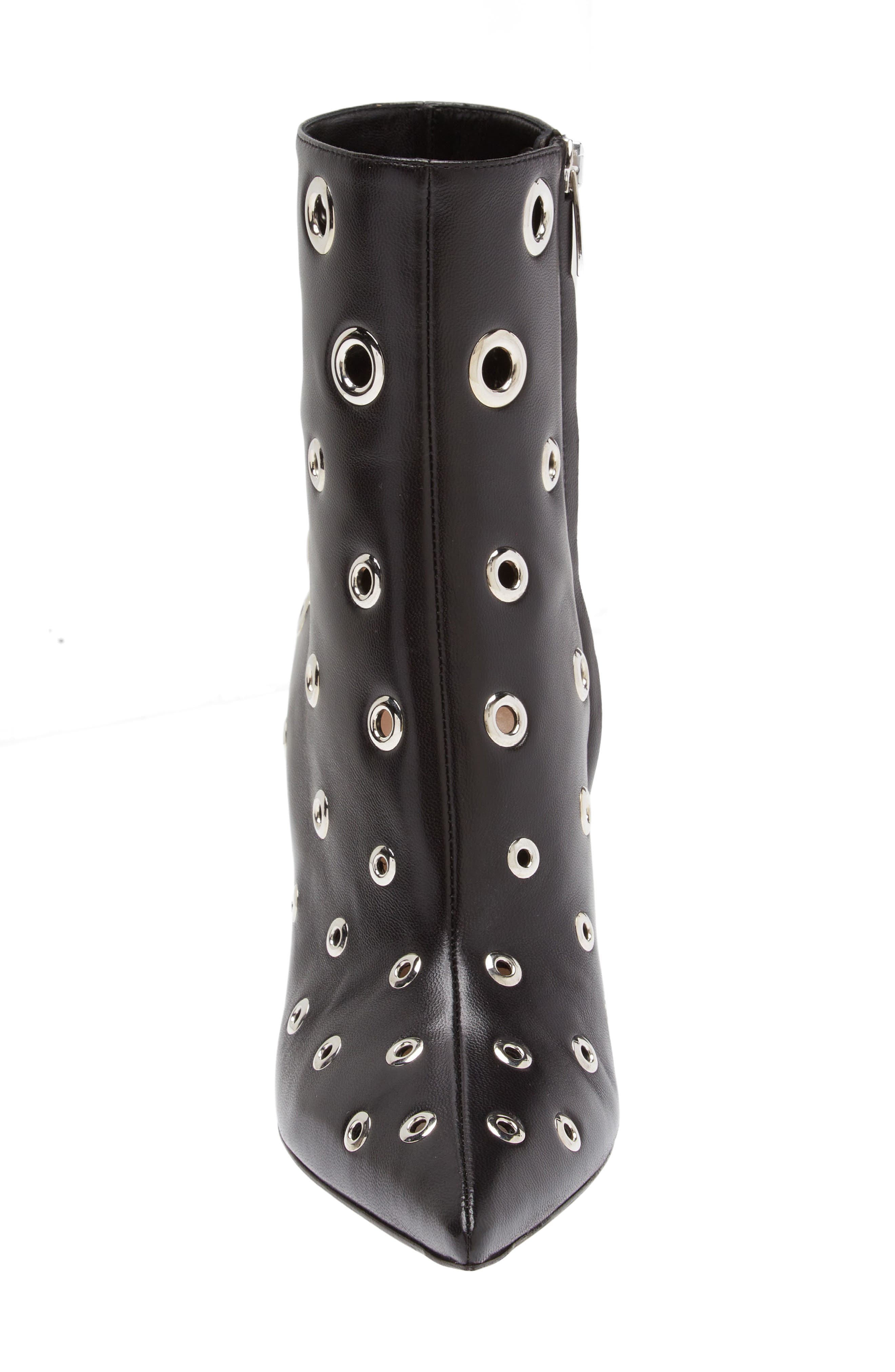 Pointed Toe Grommet Bootie, Alternate, color, BLACK