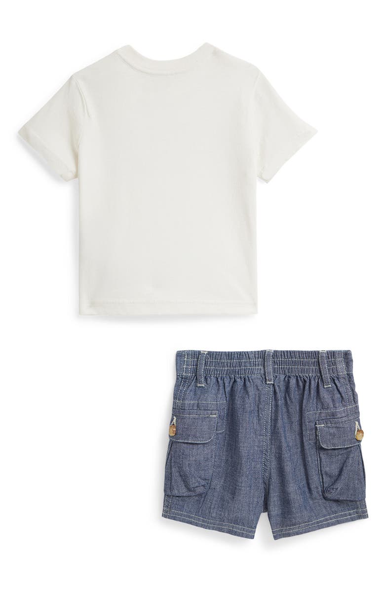 Ralph Lauren Jersey T-Shirt & Chambray Shorts Set, Alternate, color, Deckwash White
