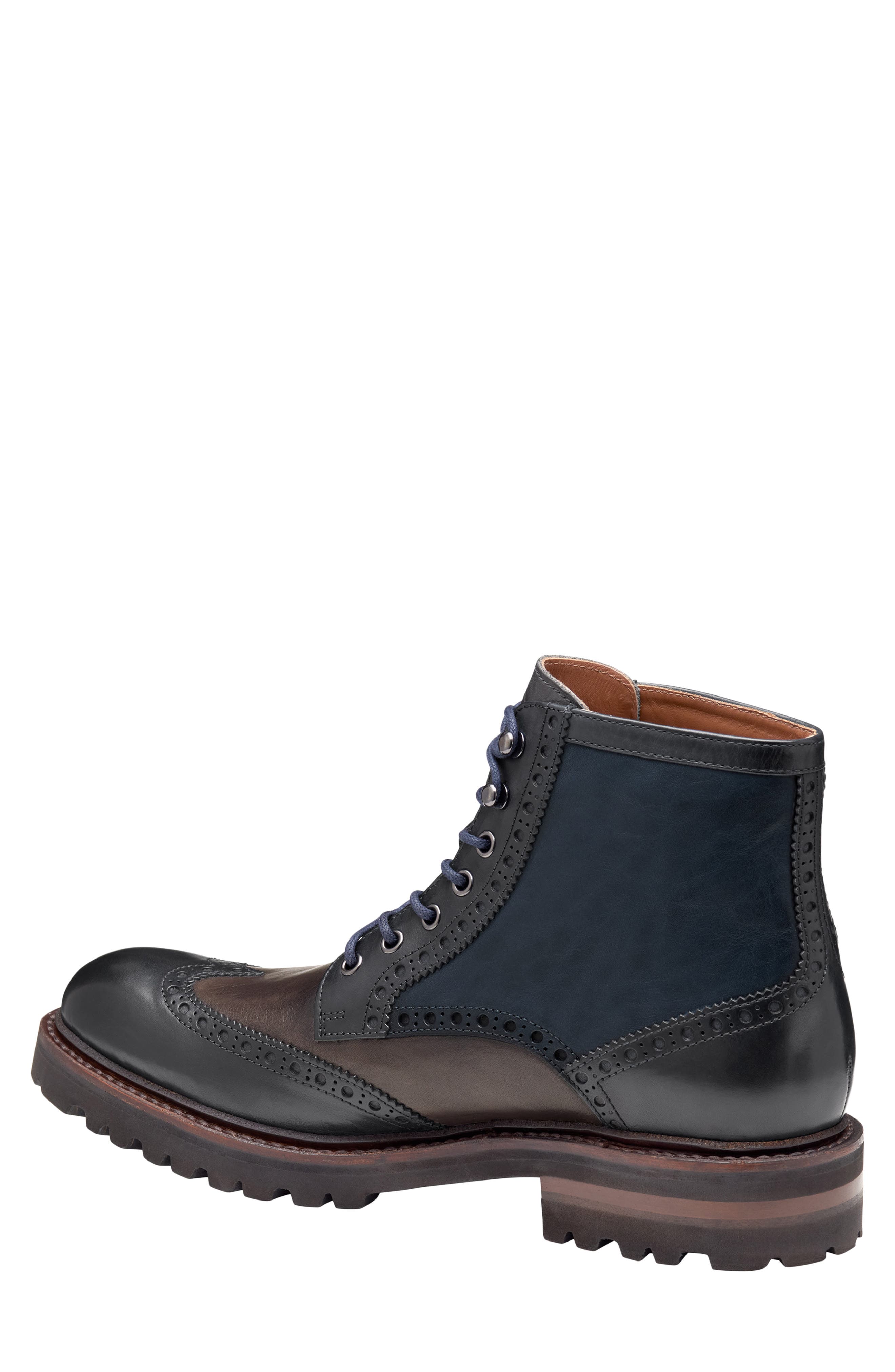 Dudley Wingtip Lug Boot, Alternate, color, NAVY MULTI HAND CALFSKIN