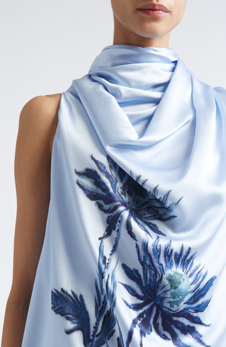 Altuzarra Sleary Floral Draped Silk Satin Top, Alternate, color, Danube Shibori Flower
