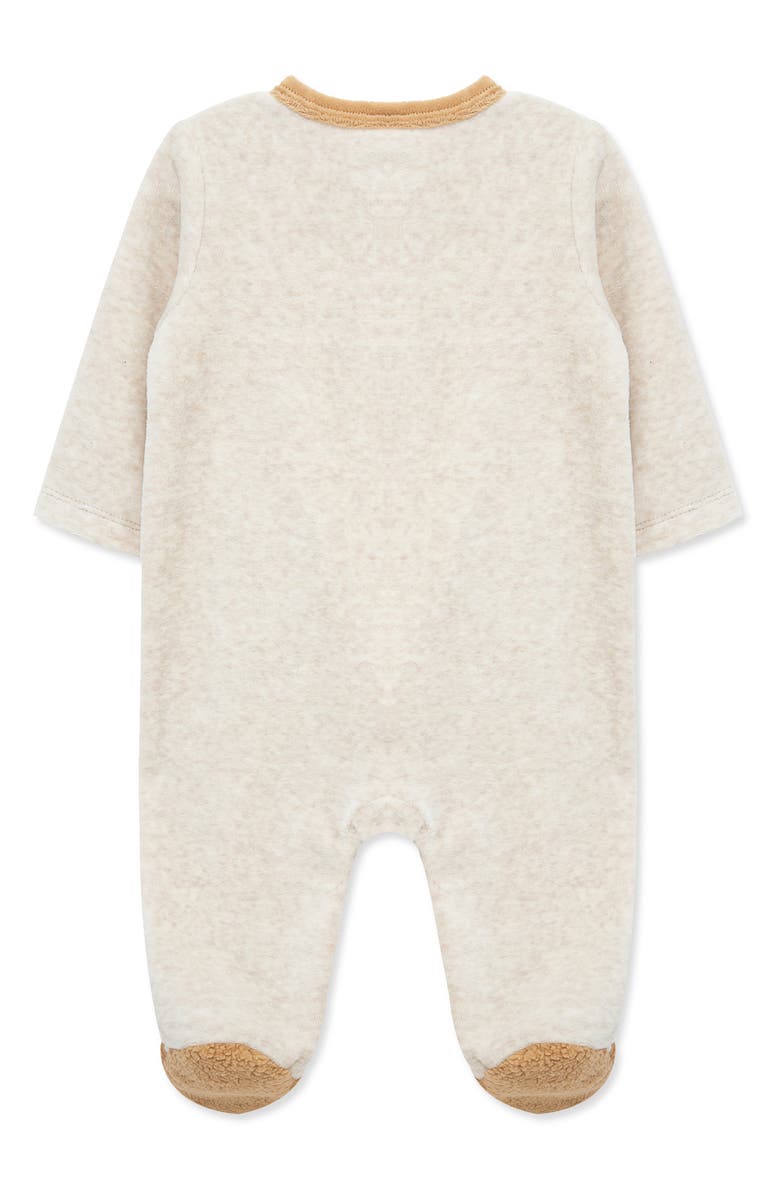 Little Me Fuzzy Bear Velour Zip Footie, Alternate, color, Oatmeal