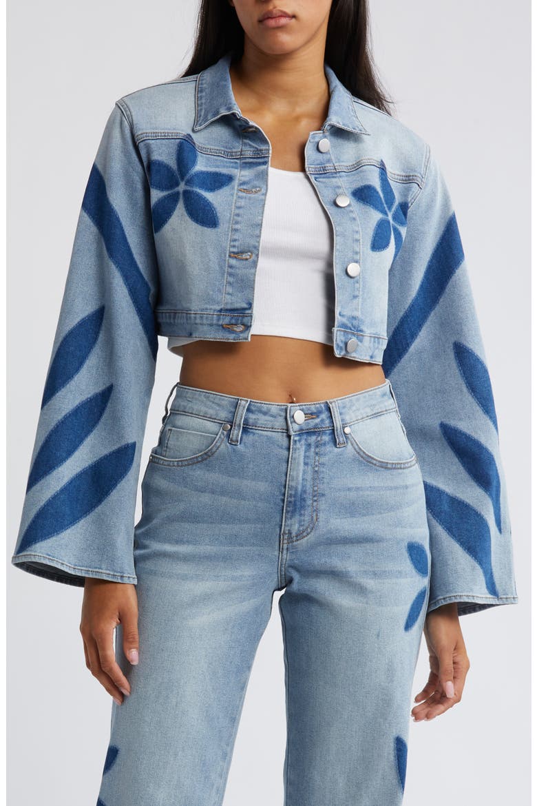 Shadow Crop Denim Jacket, Main, color, LIGHT WASH