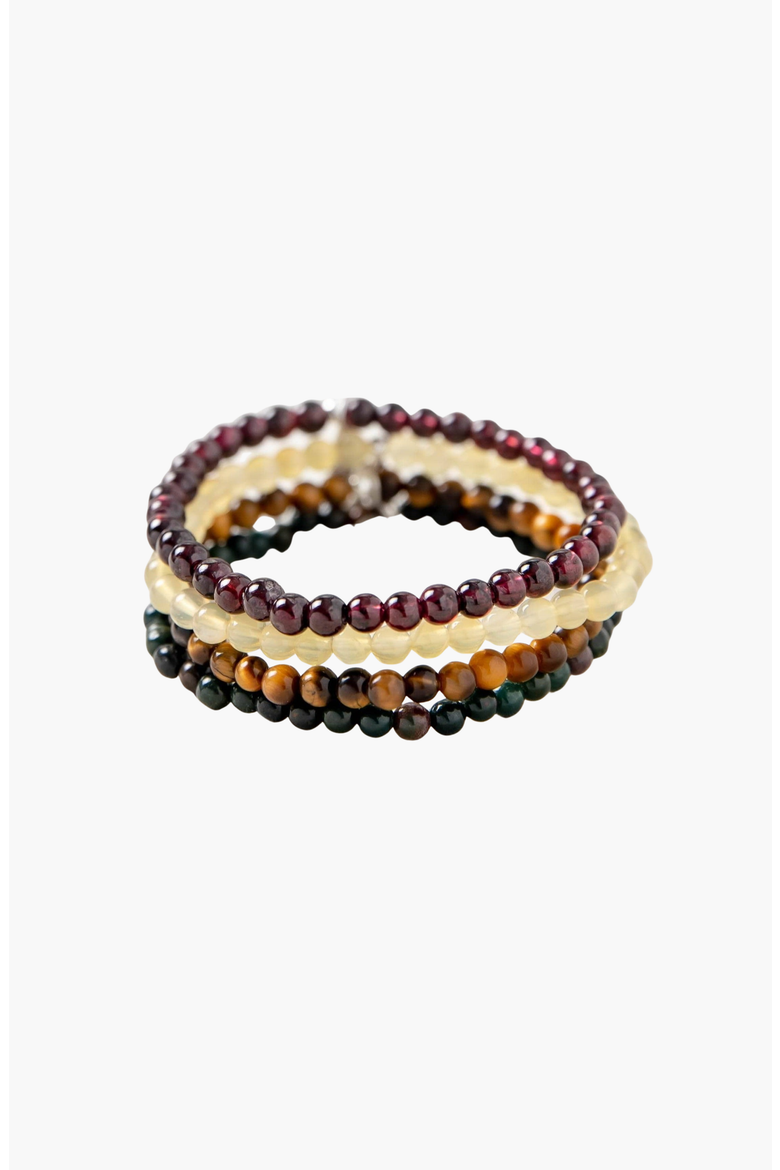 Leo Bracelet Set, Main, color, Green / Brown / Yellow