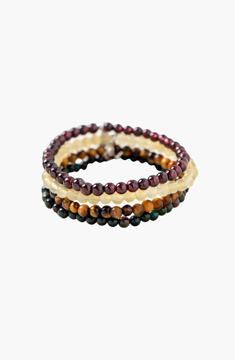 Tiny Rituals Leo Bracelet Set, Main, color, Green / Brown / Yellow