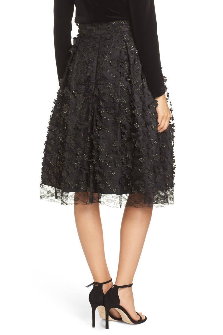 3D Flower Skirt, Alternate, color, BLACK
