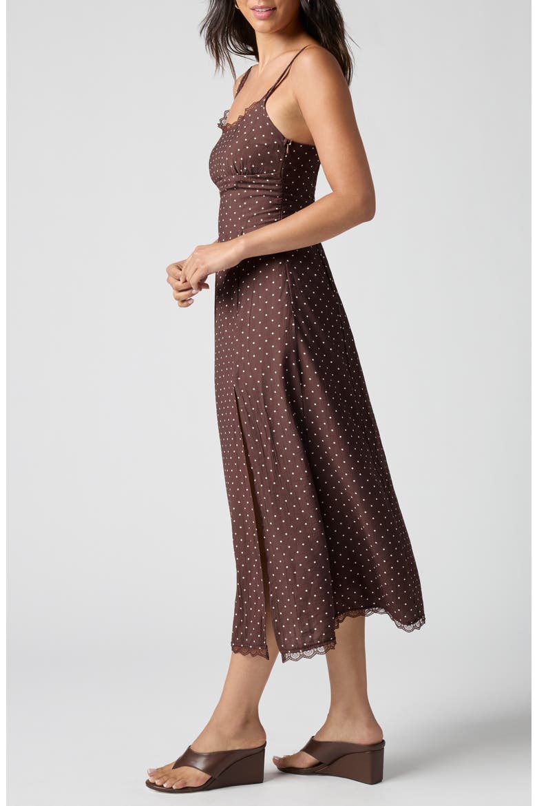 Lace Trim Slipdress, Alternate, color, BRWN POLKA DOT