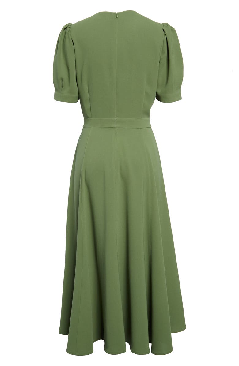 Rachel Parcell Puff Sleeve Crepe Midi Dress, Alternate, color, 