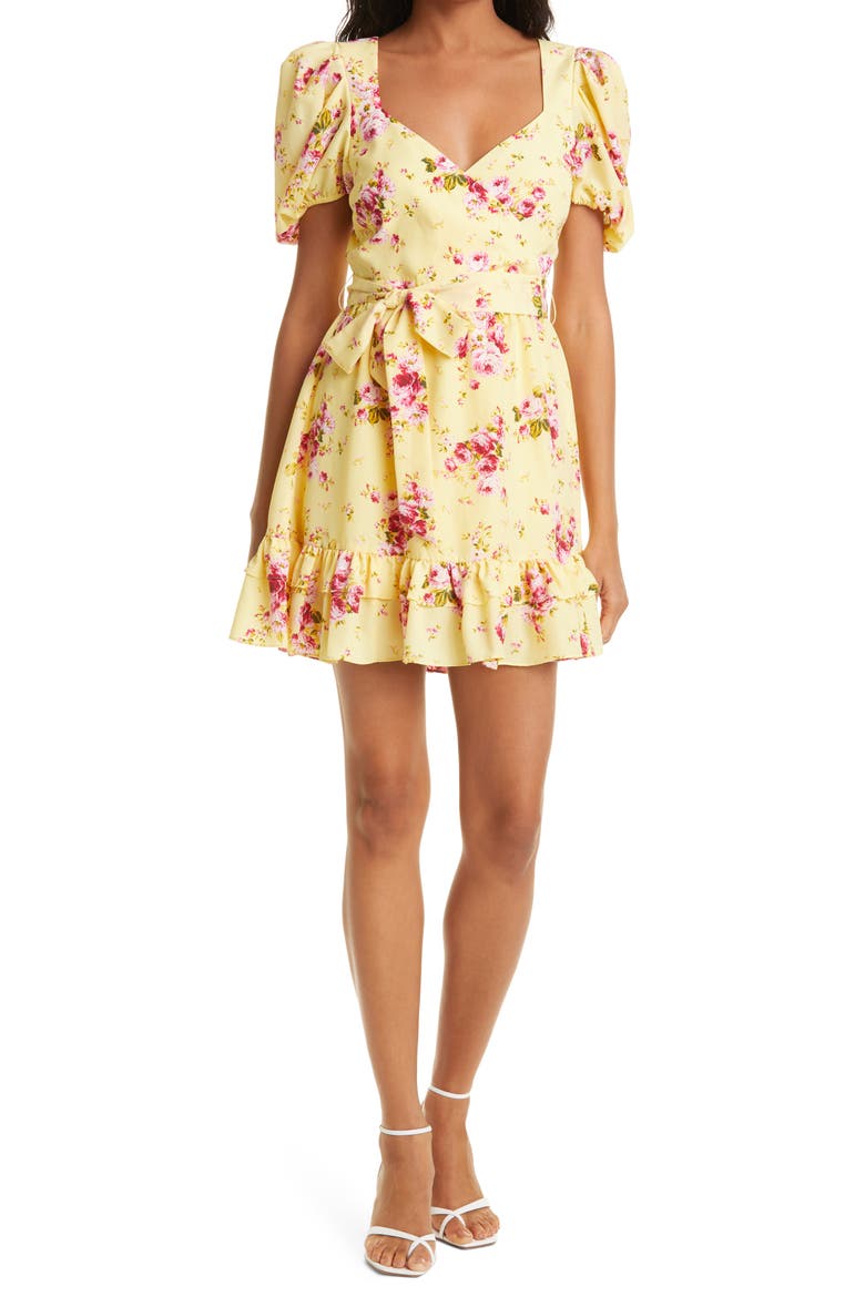 Quinn Floral Belted Minidress, Main, color, SNAPDRAGON MULTI