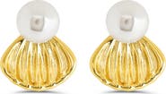 Sterling Forever Alice Faux Pearl Shell Stud Earrings