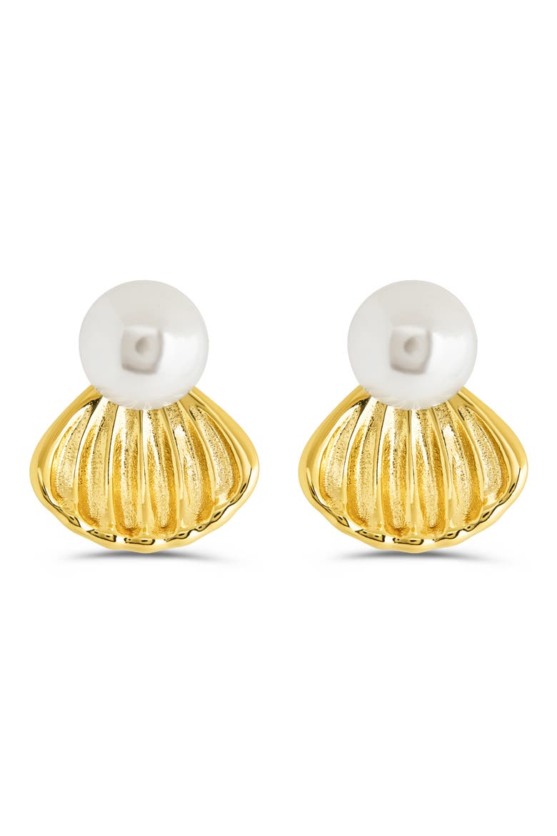 Alice Faux Pearl Shell Stud Earrings video