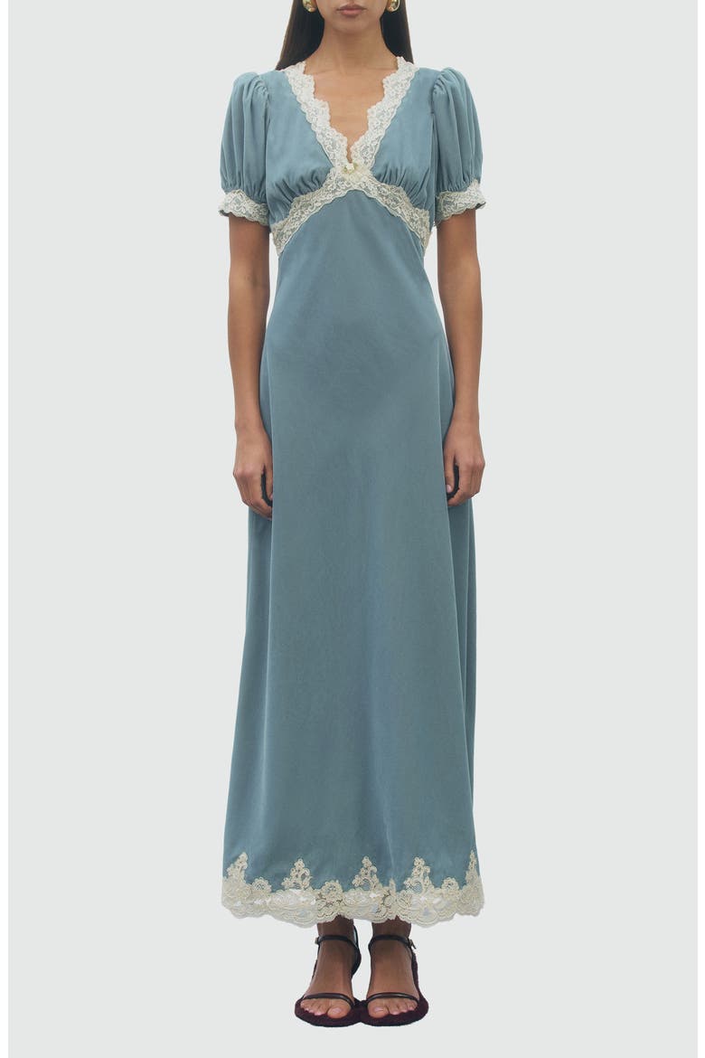 Sabrina Lace Trim Maxi Dress, Main, color, TEAL