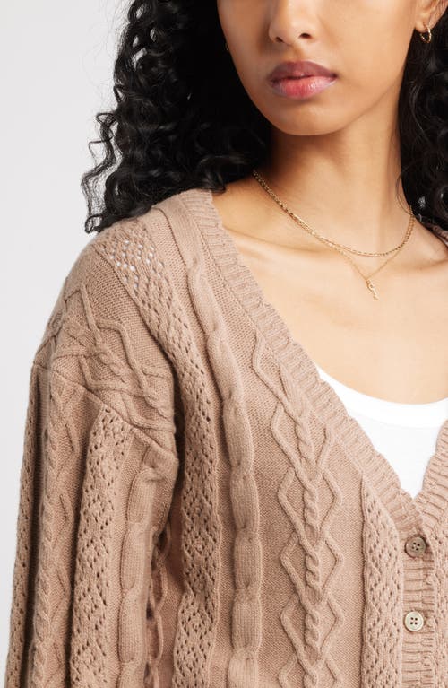Bp. Mixed Stitch Cardigan In Brown
