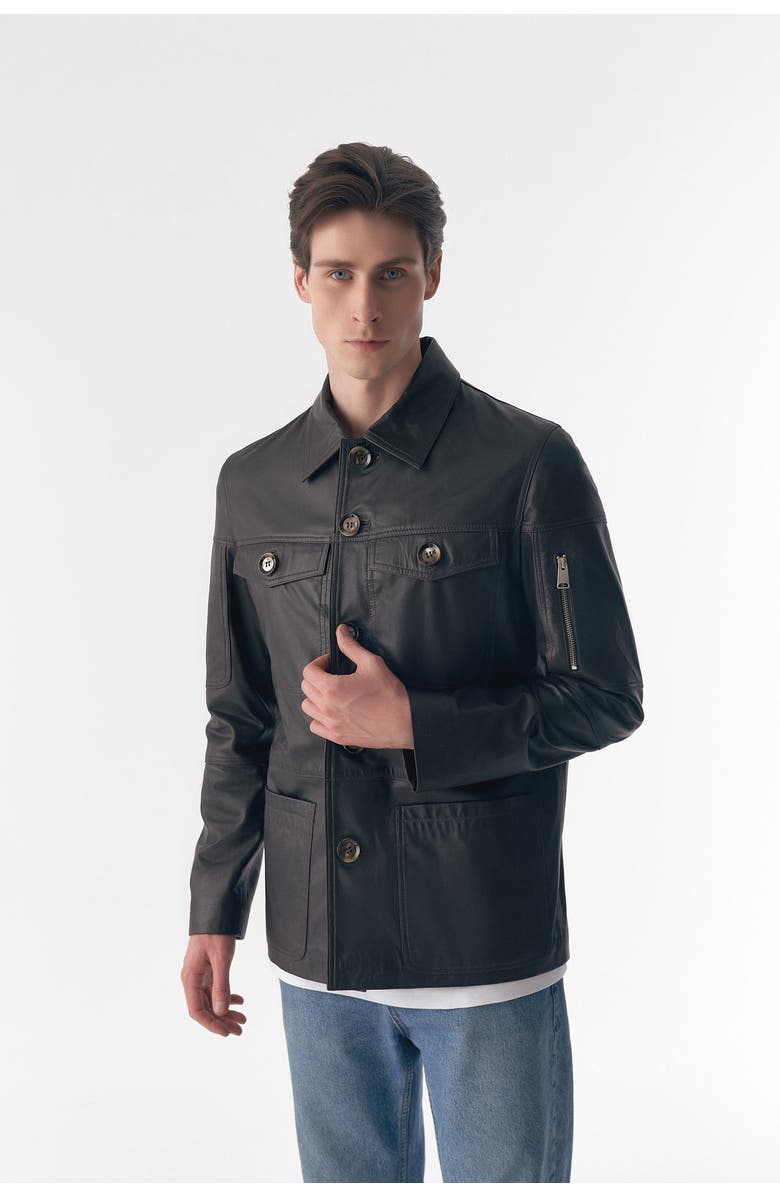 Furniq UK Alexander Leather Jacket, Alternate, color, Dark Brown