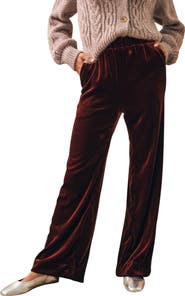 Faherty Genevieve Wide Leg Stretch Velvet Pants