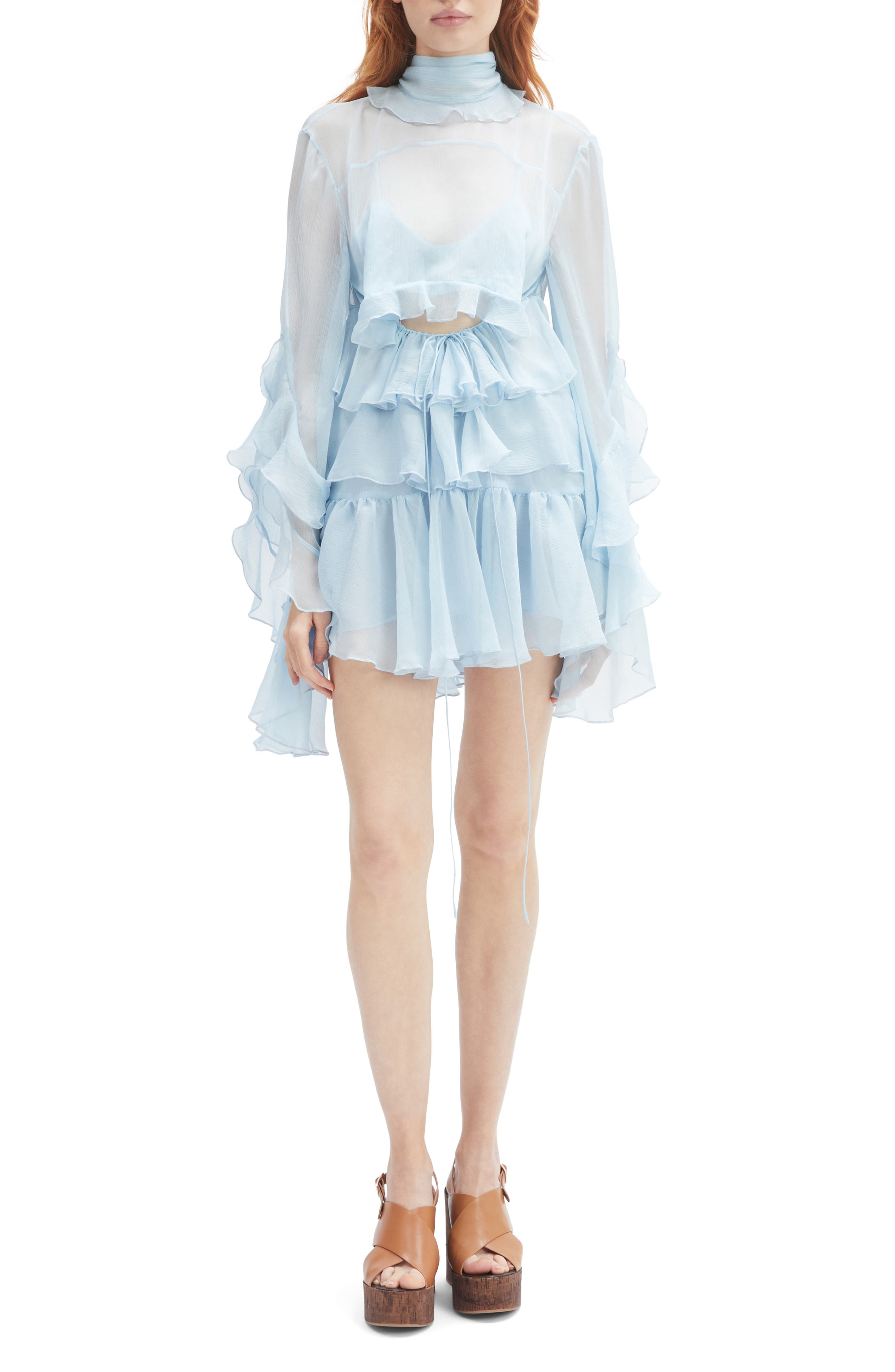 Anyssa Ruffle Cutout Long Sleeve Minidress