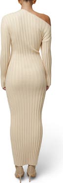 JLUXLABEL Auttoman Long Sleeve One-Shoulder Rib Maxi Dress