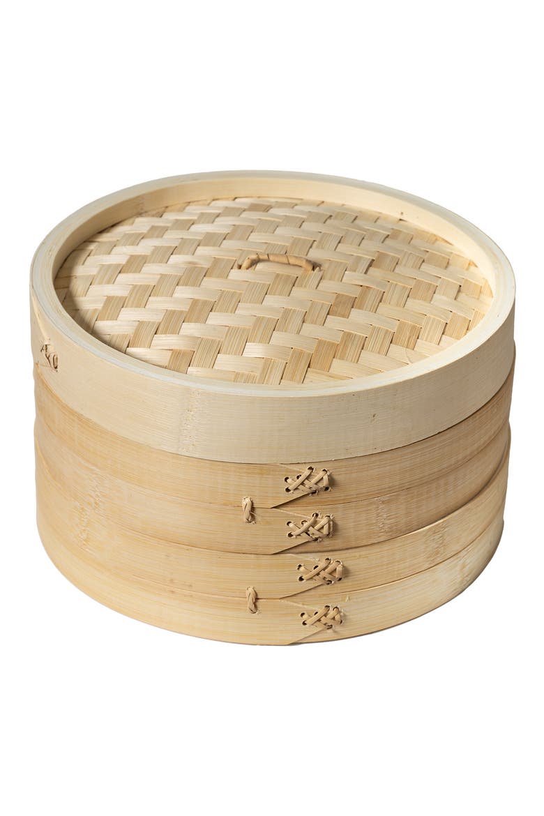 3-Tier Bamboo Steamer Basket, Main, color, NATURAL