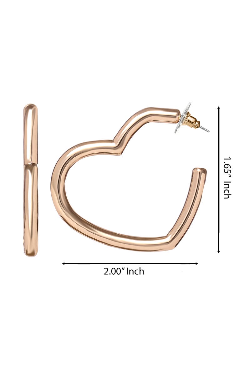 Open Heart Thin Wire Hoop Earrings in Gold, Alternate, color, Gold