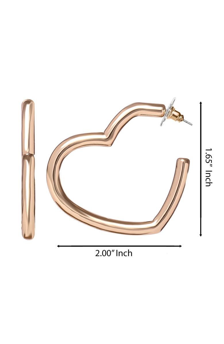 Jessica Simpson Open Heart Thin Wire Hoop Earrings in Gold, Alternate, color, Gold