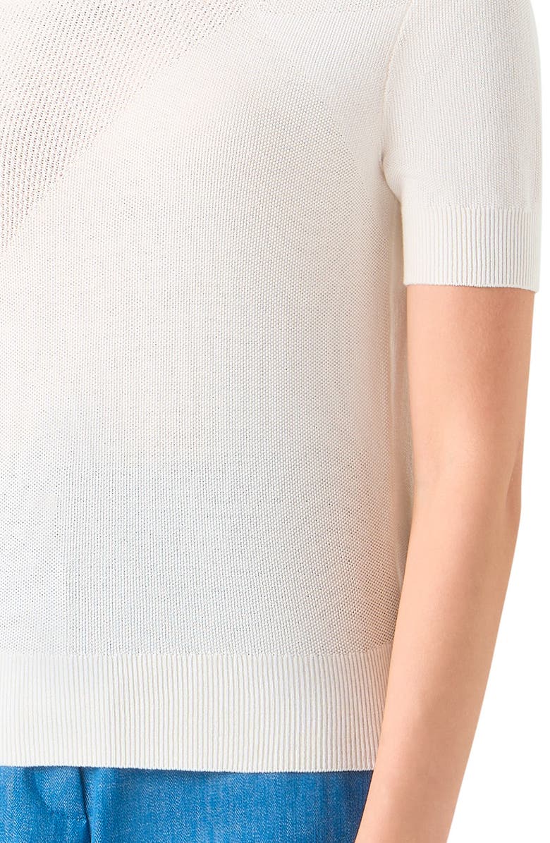 Akris Sunbeam Short Sleeve Silk
Cotton Sweater, Alternate, color, Ecru