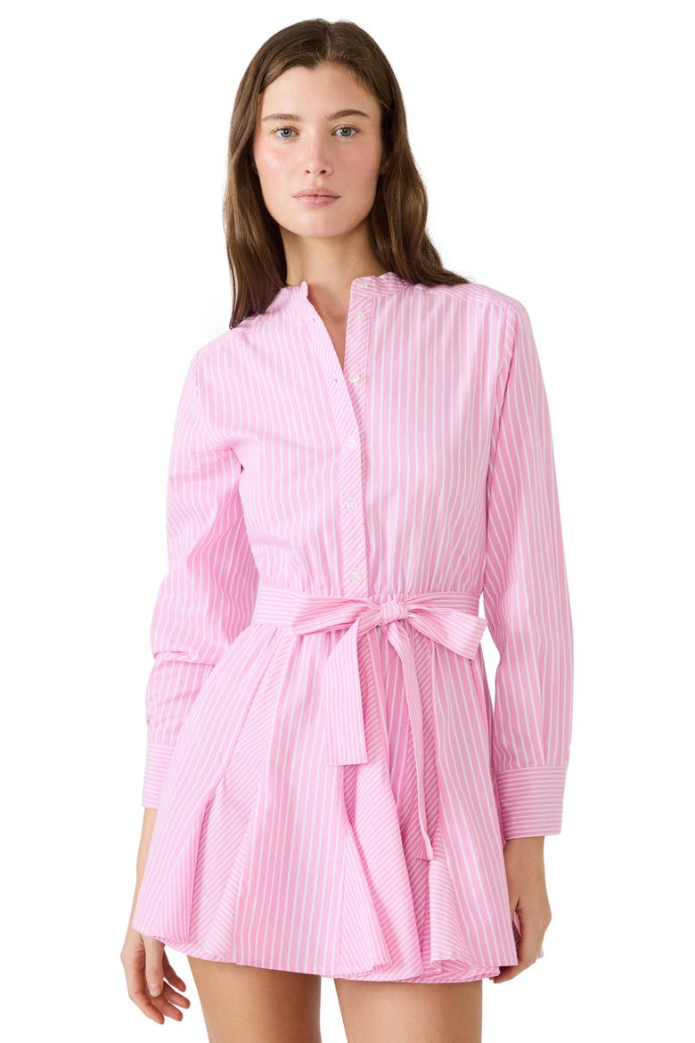 Lorelei Stripe Tie Waist Long Sleeve Minidress, Alternate, color, PINK TULLE
