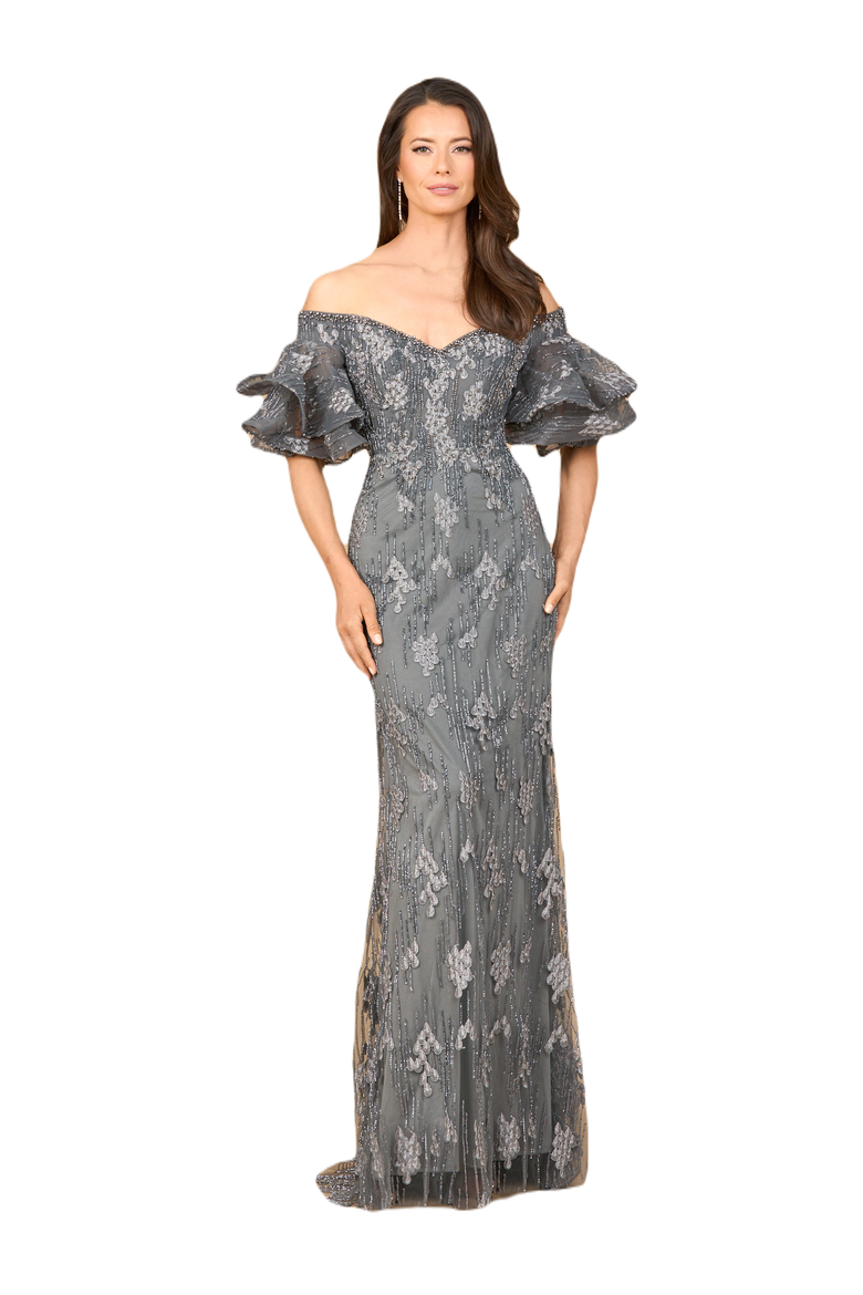 Off Shoulder Mermaid Gown, Main, color, Grey