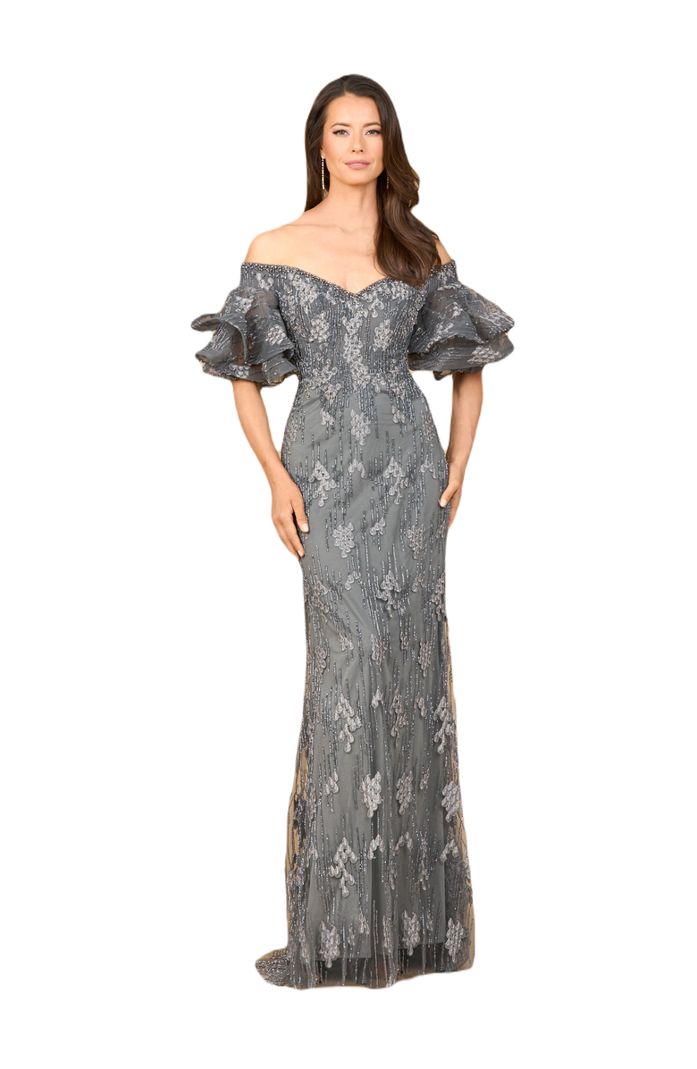LARA New York Off Shoulder Mermaid Gown, Main, color, Grey