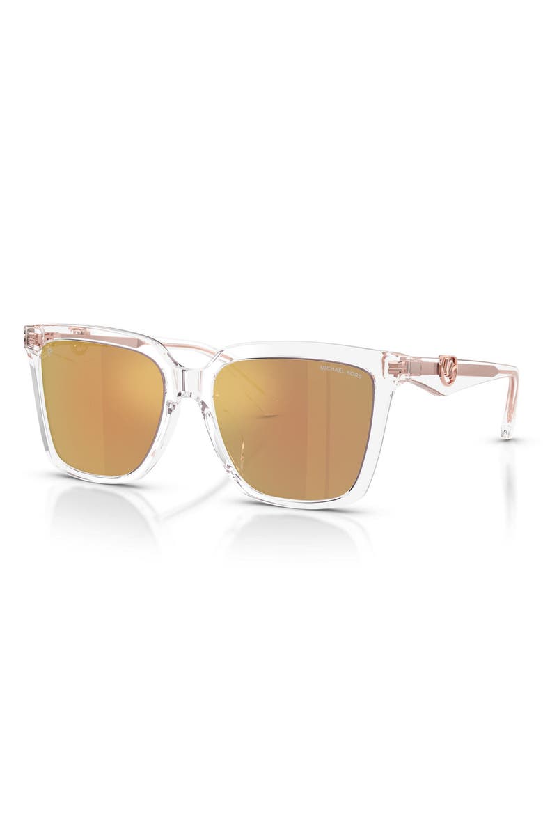 Michael Kors Menaggio 53mm Polarized Square Sunglasses, Alternate, color, Crystal / Rose Gold Polar