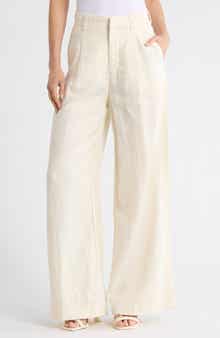 DL1961 Hepburn Pleated High Waist Wide Leg Linen Pants